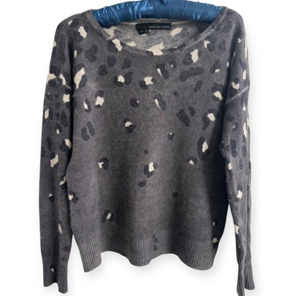 360 CASHMERE Tavi Leopard pattern lightweight 2ply Cashmere Sweater top grey XS - Picture 3 of 6
